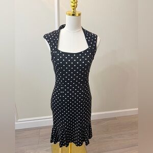 White House Black Market Black and White Polka Dot Midi Dress